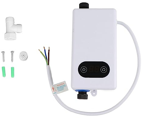 Chauffe-eau électrique sans Réservoir, 3400 W Sous évier, Chauffe-eau instantané avec Fonction Mémoire, Chauffe-eau électrique instantané IPX4 pour Cuisine, Salle de Bain