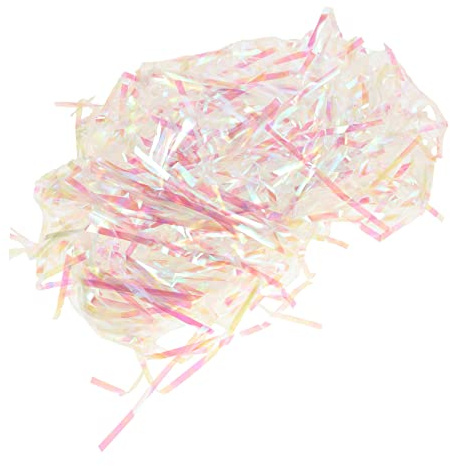 FONDOTIN 20g Iridescent Shredded Paper Filler for Gift Packaging of Transparent Hamper Shred for Baskets Birthdays Weddings and Holiday Celebrations