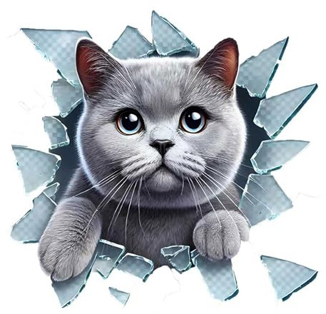 Katzen Aufkleber Niedlich Auto Deko Fensteraufkleber Tiermotiv Riss Effekt Benutzerdefiniert Stoßstange Auto Katze Sticker (British Cat, 1 Stück)