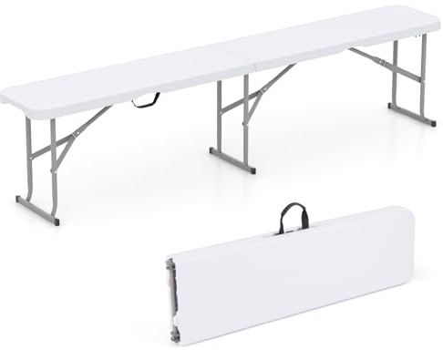 GIANTEX Ölbänk, hopfällbar 4 personer, 182 cm, vikbar bänk, campingbänk, utomhus, väderbeständig, öltältbänk med bärhandtag, ölbänk, vikbänk, kan belastas upp till 300 kg