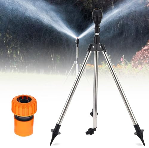 Rotating Tripod Sprinkler For Lawns & Gardens, 360° Adjustable Large Area Sprinkler,Garden Sprinkler, 64 To 94cm Telescoping Tripod Sprinkler (1/2inch connector)