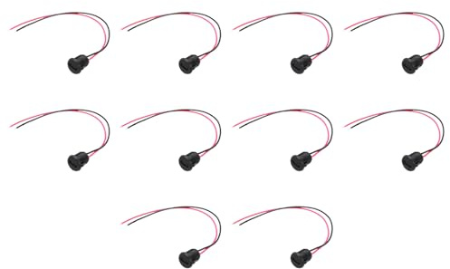 sourcing map 10pcs Type-C Female Chassis 2 Pin Wire, 5V 3A Round USB-C Female Socket to Pigtail Waterproof Terminal Extension Cable for PC, LED Lamps, Laptop 6