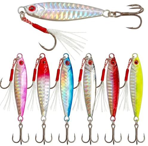 Fishing Spinner Lure Set 7pcs Metal Fishing Lures 20g for Sea River Lake | Metal body spinner lures with rotating blade and 7 colour variations for sea and freshwater fishing