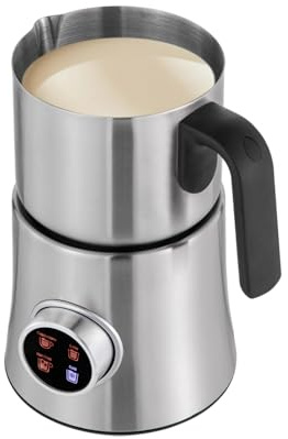 Mousseur à lait automatique 900 ml 4 + 1 mousseur à lait 500 W - Chauffe-lait amovible - Passe au lave-vaisselle - Pour café, chocolat chaud, latte, cappuccino - 17,8 x 22,2 cm