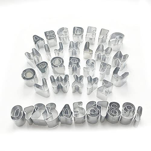 Kalttoy 37 PCS Number Letter Pastry Cookie Cutter Stainless Steel Kitchen Baking Gift
