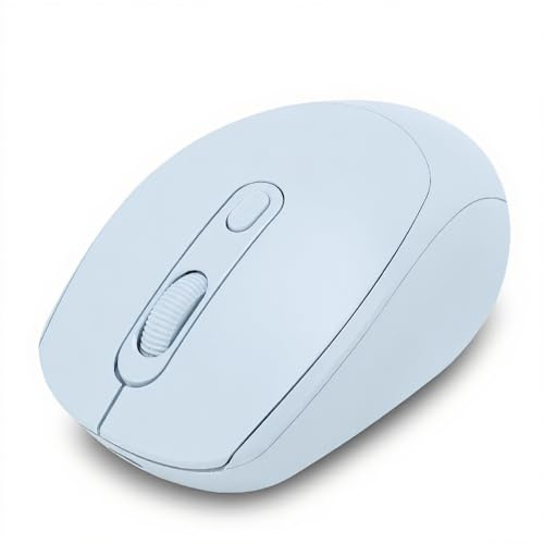 Tosuny Ratón Inalámbrico, Mouse de Juegos Bluetooth con Receptor USB, 800/1200/1600 dpi Ajustable, Mouses de Computadora ópticas Silenciosas Recargables para Portátiles, PC (Azul Claro)