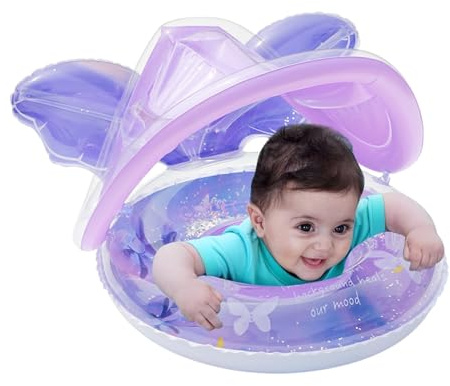 Gihioue Flotador para bebé con protección Solar, protección Solar, Manguitos de natación con protección UV, Tumbona en Forma de, para Exterior, Verano, diversión en el baño