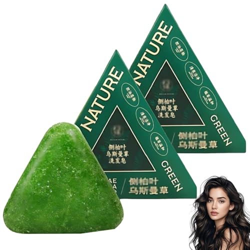 Nature Triangle Shampoo Bar, Nature Seven Green Shampoo, pflanzliches festes Shampoobar,Sanfte Reinigung und Nährende Pflege für Frauen Und Männer, Stärkt Glatt Haar (2PC)