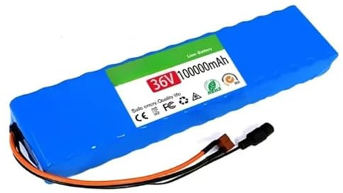 36V 100Ah 10S3P Batería De Iones De Litio Impermeable para Patinete Placa De Protección Integrada Batería para Bicicleta Eléctrica Recargable Batería De Alta Potencia T