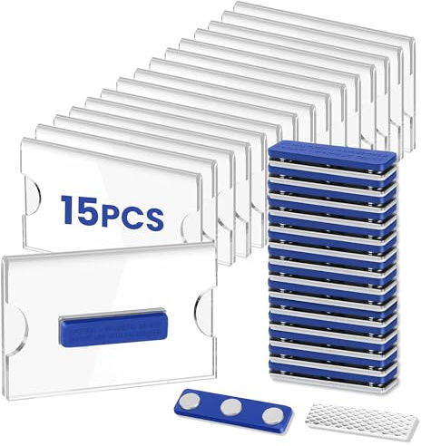SYCEES Namensschilder Magnet 15 Stück Namensschildern für Kleidung Magnete 90 * 55mm Namensschilder 3-Punkt-Magnet Selbstklebend Namensschild für Arbeit Büros Schulen