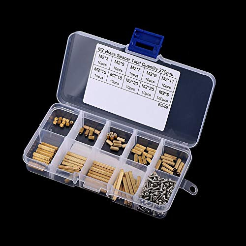LiebeWH Motherboard Standoff Brass Standoff M2 Knurled Double Pass Isolating Post Sleeve, Premium Brass and Steel Standoffs with Screws for PCB Assembly, Includes 90 Standoffs and 180