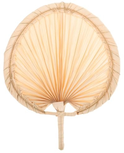 OKUMEYR Ventaglio a Mano Vintage in Foglia di Palma Intrecciato a Mano, Ventilatore Portatile Confortevole e Decorativo per Foto di Danza e Uso Estivo
