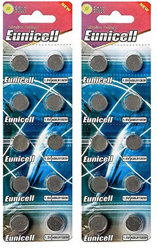 Eunicell, AG8 Alkali-Knopfzellen-Batterien - G8 LR55 LR55SW LR1120 L1120E LR1120SW LR1121 L1121E SR1121W 381 391-20 Stück