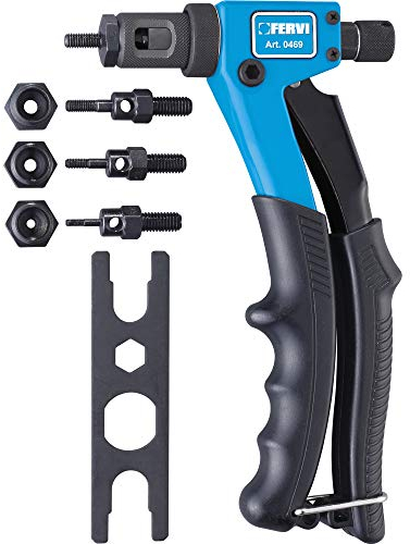 Fervi 0469 Riveteuse pour inserts filetés de M3 à M6, Cyan/Noir