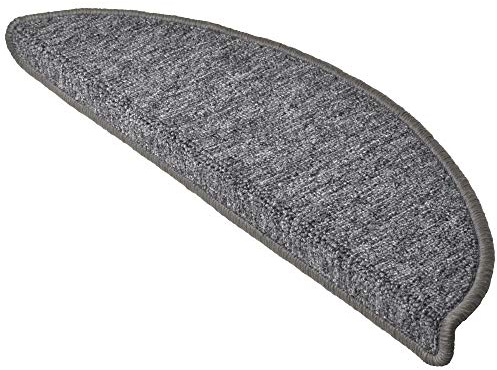 Beautissu 15 stycken Trappstegsmattor 55x15 cm – Självhäftande Smala Trappmattor för Inomhus, Halkskydd & Ljuddämpande Trappmatta Halvrund i Grå – ProStair | 55x15 cm grå sömnad robust matta enkel installation inomhus matta promenader klistermärke ProStair