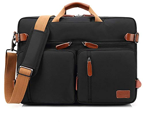 CoolBELL umwandelbar Rucksack Messenger Bag 17 Zoll Laptop Tasche Aktentasche Umhängetasche Reiserucksack Schultertasche für Männer/Frauen,Schwarz