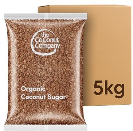Organic Coconut Sugar 5kg, Natural, Vegan, non-GM, Unrefined, 100% Coconut Sap Crystals, Coconut Blossom Sugar, Bulk Coconut Sugar, Coconut powder