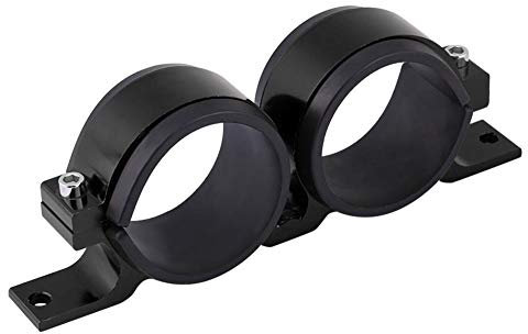 KSTE Aluminium-Legierung 60mm Auto Kraftstoffpumpe Montagewinkel Dual-Filter Clamp Cradle Schwarz