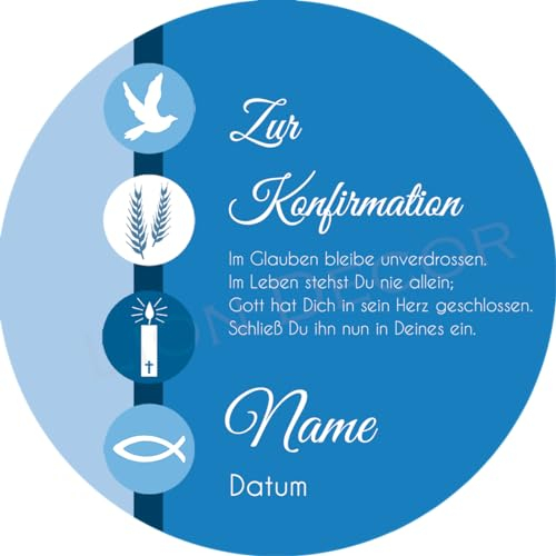 Tortenaufleger Konfirmation3 / mehr Farben zur Auswahl / 20 cm Ø (blau)