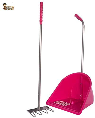 BricoLoco Garden Rake, Leaf Picker, Cut Grass, Fruits, Floors, Poops, Litter Cats, Large Capacity with Rake - Comfortable Work - Aluminium Handle, Weather Resistant (Pink)