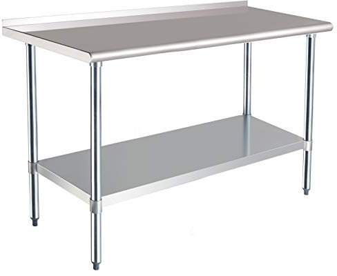 Amazon Basics NSF Stainless-Steel Workbench with Backsplash, 61 x 152 cm, Silver