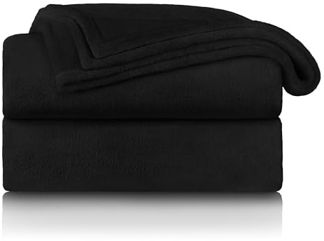 Blumtal Kuscheldecke flauschig - Oeko-TEX zertifizierte Fleecedecke 130x150 cm - Wohndecke 130x150 cm - Schwarze Decke - Wohn- & Kuscheldecke - Wohndecke Kuscheldecke - Fleecedecke Schwarz