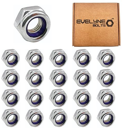 M8 Nyloc Steel Nuts, 8mm Self Locking Nuts with Nylon Inserts (20 Pack) Evelyne