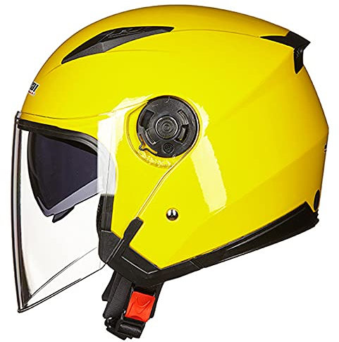 Motorrad 3/4 Jethelm Herren Damen Motorradhelme Dual Visor DOT/ECE Approved Half Shell Motorradhelm Anti-Fog-Linse Mopedhelm,Gelb,M
