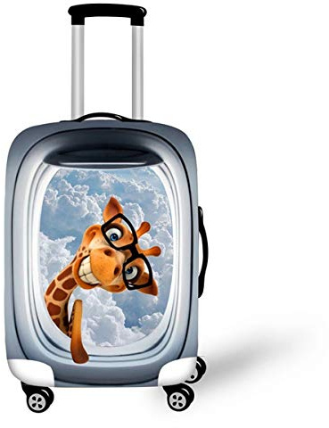 Surwin 3D Reise Kofferschutzhülle Waschbare Reisetasche Kofferbezug Elastisch Kofferhülle Gepäck Cover Reisekoffer Hülle Schutz Bezug Schutzhülle (Brille Giraffe,XL (30-32 Zoll))