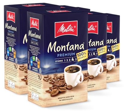 Melitta Montana Premium Café Filtre 6 X 500 G, Moulu, Poudre pour Machines à Café Filtre, 100 pour Cent Arabica, Torréfaction Forte, Torréfié en Allemagne, en Barquette