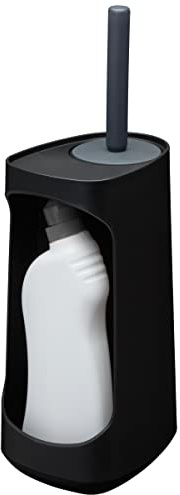 Tiger Tess, Toilet brush holder with storage capacity, freestanding and Swoop® brush flexible, Black/Anthracite, 187x145x454mm