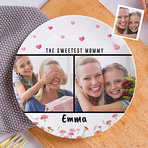 Smile lab Personalisiert Foto Pastateller Keramik, Speiseteller oder Frühstücksteller runder Essteller aus hochwertigem Porzellan 20.6cm - Geschenke für Mama, Oma