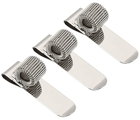 PATIKIL Kulspetspenna Hållare Clips, 3st Metall Horisontell Bärbar Unik Spring Slips Penna Arrangör för Office Företag Ficka Anteckningsbok Urklipp, Silver