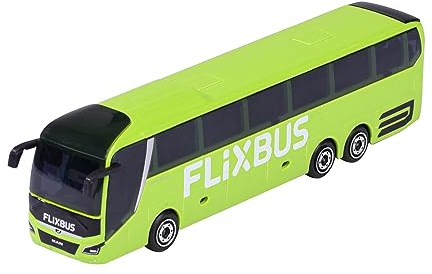 Majorette Man Lion's Coach L Flixbus - Bus Jouet avec Roue Libre et Suspension, carrosserie en métal, 13 cm de Long, pour Enfants à partir de 3 Ans, livré à l'unité