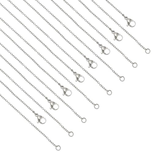nbeads 20 Stränge 304 Edelstahl Kabel Kette Halsketten, 45cm Halsketten Ketten Schlangen-Ketten mit Hummerklauenverschlüssen für Anhänger Halskette DIY Herstellung