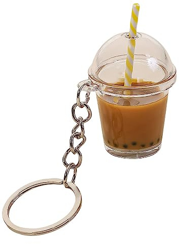 Gereiny LLLucky Mignon Bubble Tea Porte-clés Charms KawaiiCar Sac À Dos Porte-clés Sac Pendentif Couple Cadeau Mini Tasse Pendentifs avec Anneaux Porte-clés