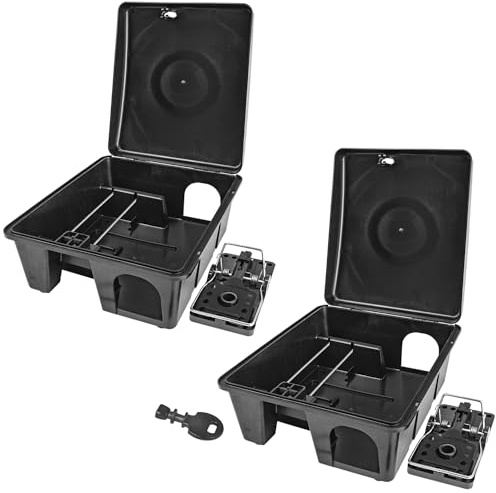 2X Köderstation Köderbox Schlagfalle Mausfalle Rattenköderbox Petigi | Kinder- Haustiersicher, Mäuse, Garten, Box, Rattenköderstation, Rattenfalle, Koederbox, Gift