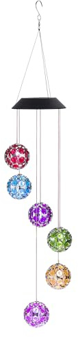Alpine Corporation RGG648SLR 29 Tall Solar Hanging Gem Sphere Mobile with LED Light, Statement Décor for Lawn & Garden