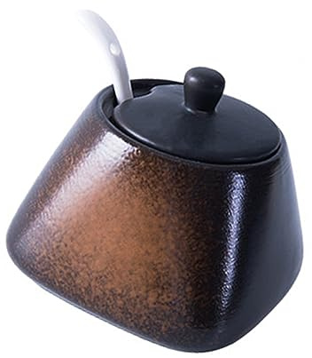 Ciieeo organizador de condimentos de cocina bote de sal de cerámica tarro de azúcar frasco especias tarros de condimentos antiguo cuchara salero colocar caja de condimentos