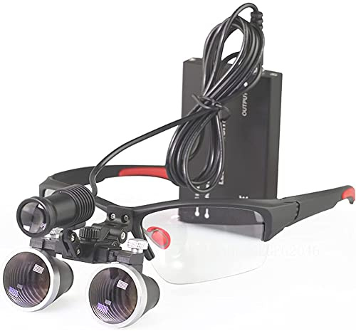 3.5X/2.5X Dentist Lupenbrille Mit Licht Werkzeuge Fachmann Betrieb Binokular Lupen Surgical Für Zahnarzt Kopf Montiert Loupes Optisches Glas Verwendung Der Kosmetischen Chirur(Size:2.5X,Color:Schwarz)