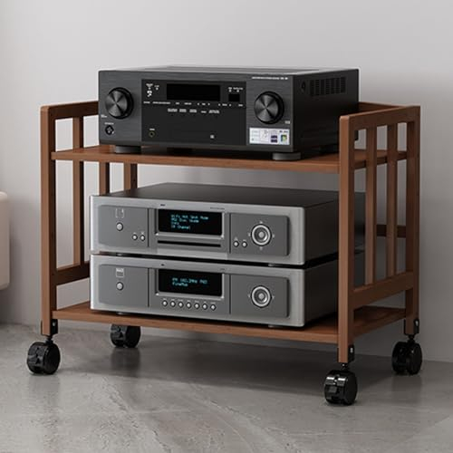 YVYKFZD 2/3/4/5-stufiger Audio Rack HiFi Regal, beweglicher HiFi Rack Eckkomponentenschrank, offener Phonoschrank mit verstellbaren Regalen, AV Record Player Stand aus Bambus(Color:A 2 Tier-53cm/20.8