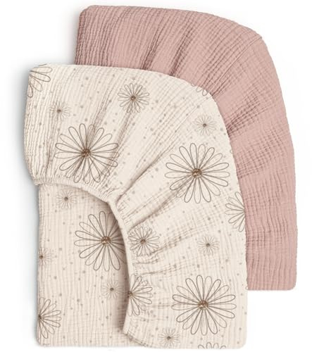 Lulu moon Musselin-Bettlaken für Kinderbetten, Spannbettlaken für Jungen und Mädchen, 71,1 x 132,1 cm, 2 Stück