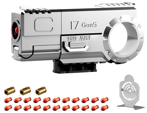 HNSYPX Fidget Soft Bullet Guns Toy +20 Weiche Kugel,Kreativ Anti Stress Spielzeug EDC Mini Zum Mitnehmen,Antistress Spielzeug Material Legierung Multifunktionell Modisch (Silver)