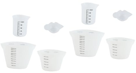 IMIKEYA 2 Sätze Silikon Messbecher Messzylinder Flüssigkeits Messbecher Espresso Shot Antihaft Rührbecher Farbmischbecher Labor Beige 4 Stück * 2
