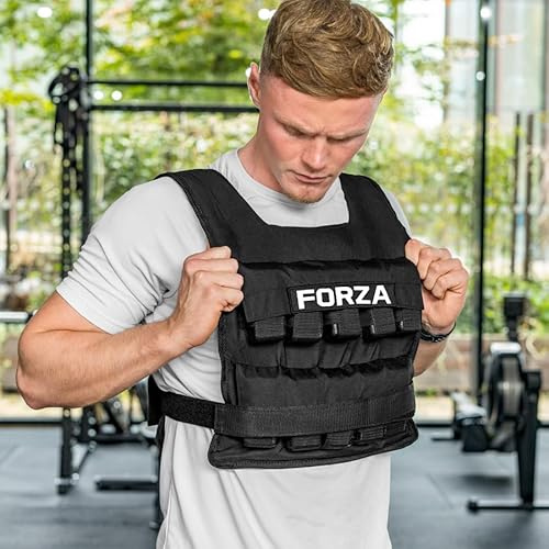 FORZA Gilet Zavorrato 20kg – Giubotto Palestra Per Allenamenti | Peso Regolabile | Gilet Fitness Con Pesi Removibili | Allenamento Forza
