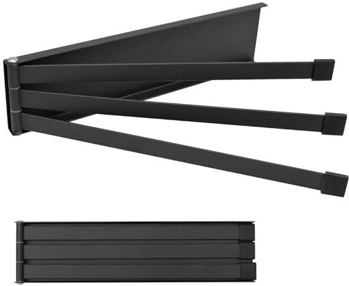 Mritrit Handtuchhalter Ohne Bohren Schwarz Handtuchhalter Wand Edelstahl 180° Gästehandtuchhalter mit 3 Schwenkstangen Wandmontage Geschirrtuchhalter für Badezimmer Küche 24 cm