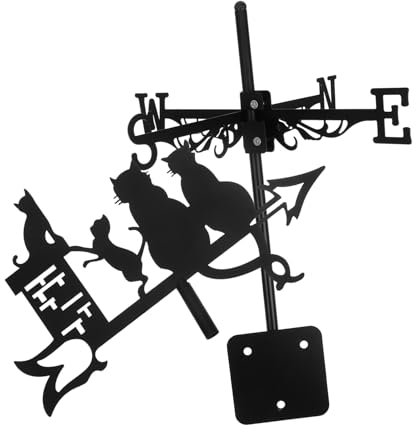 YARNOW Girouette Extérieure Métal avec Motif De Chat Indicateur De Direction Vent pour Jardin Cour Noir