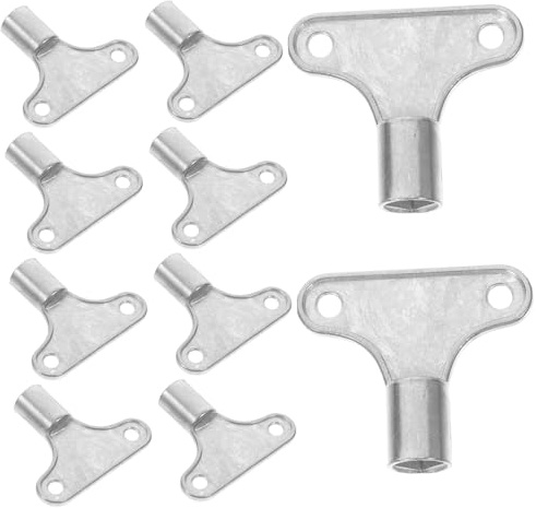 POPETPOP 10pcs Radiator Vent Key and Faucet Valve Tool Set Multi-Functional Metal Radiator Bleed Keys for Plumbing Air Release Compatible with Hex Socket 5×5mm
