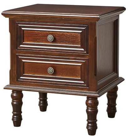 Table de chevet moderne du milieu du siècle en noyer avec tiroir, grande et petite table de nuit pour chambre à coucher, 40 x 38 x 52 cm