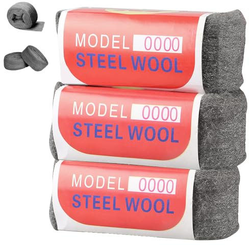 Lana de Acero, 3 Rollos 100g de Lana de Aceros 0000, 4m de Lanas de Acero Fina, para Rellenar Grietas en Paredes, para Pulir Vidrio, Ventanas